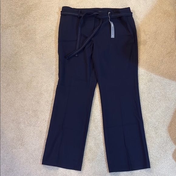 LOFT Pants - LOFT Navy Straight Leg Trousers with Belt